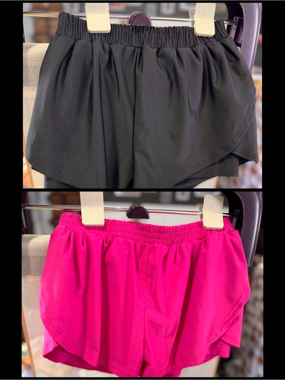 SHEIN Black & Hot Pink Elastic-Waist Kids Shorts - 2 Pair